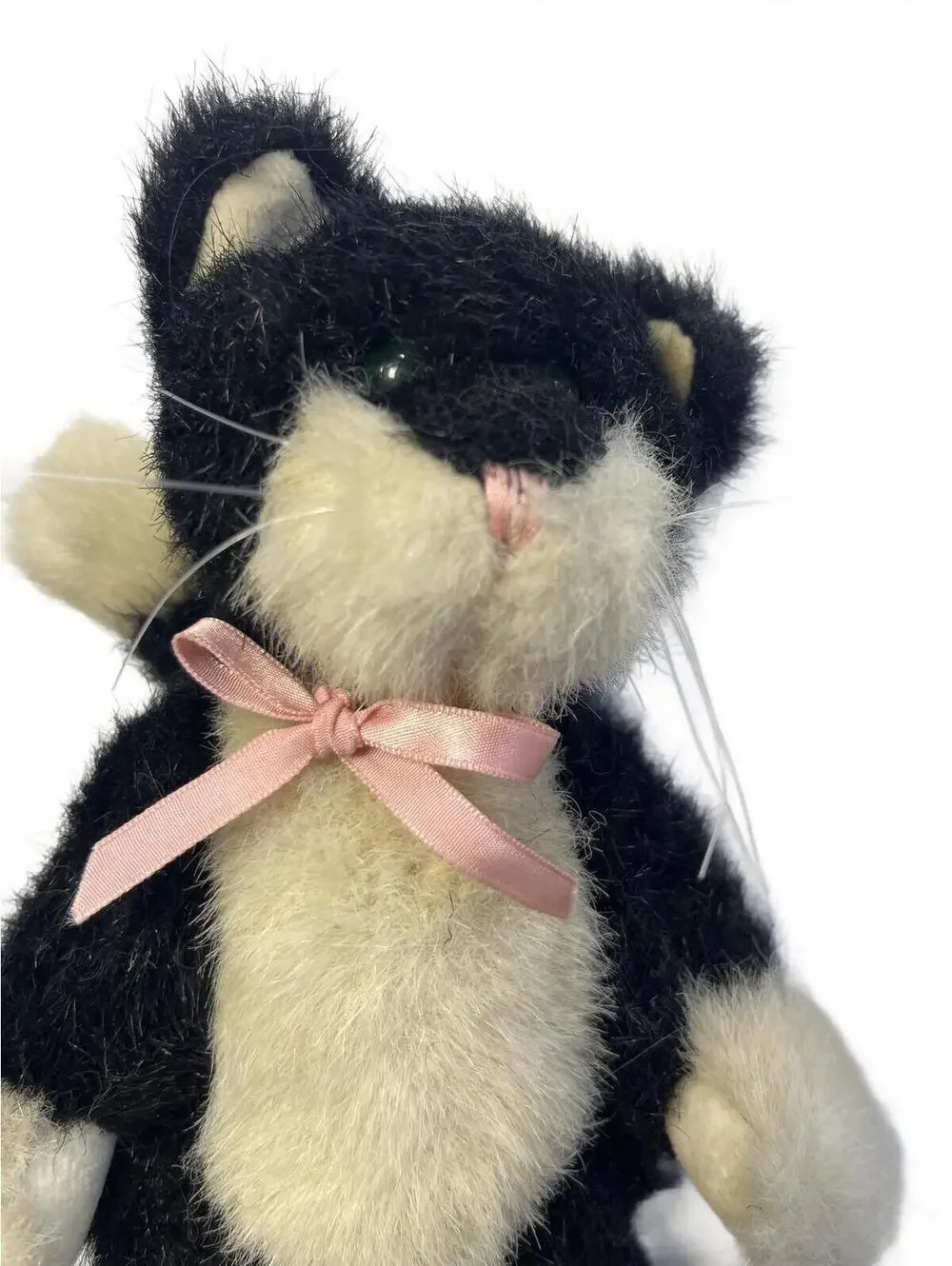 Boyds Bears Vintage Plush Cat 10 inch 1980-83 Black and Cream Stuffed Animal